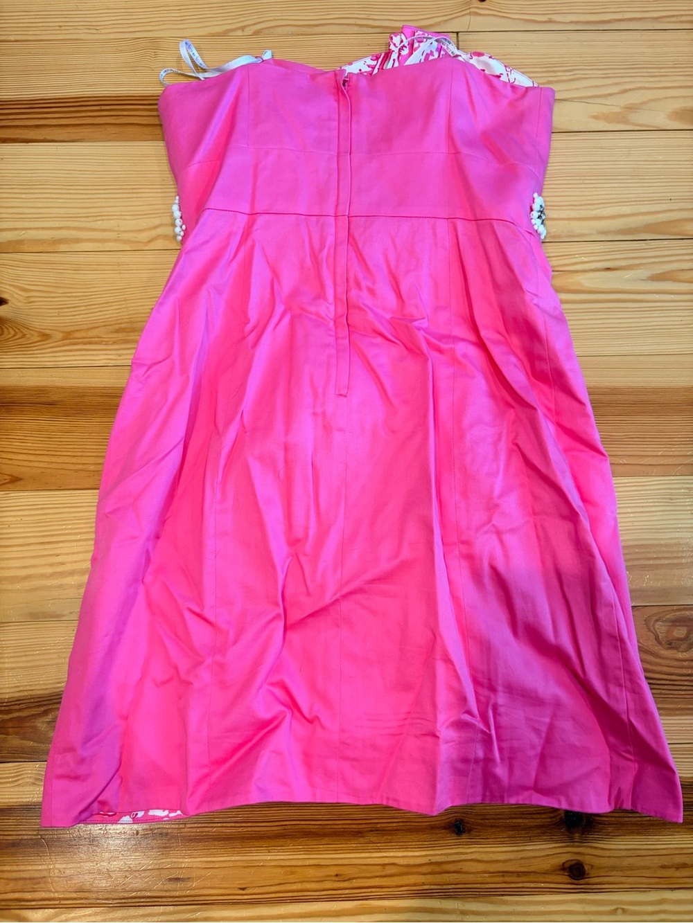 Lilly Pulitzer Strapless Hot Pink Beaded Waist Dress - Picture 7 of 8